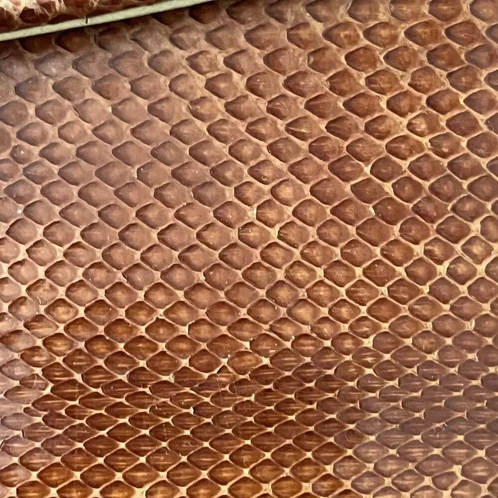 8 x 5 Vintage Genuine Snake Skin Tan Womens Clutch Handbag Almond Brown